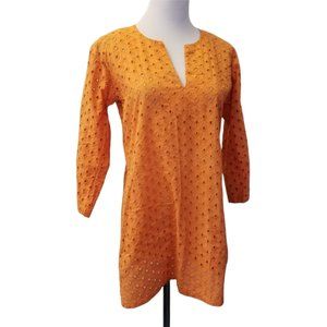 Top It Off orange Eyelit 3/4 sleeve top size XS  (78)